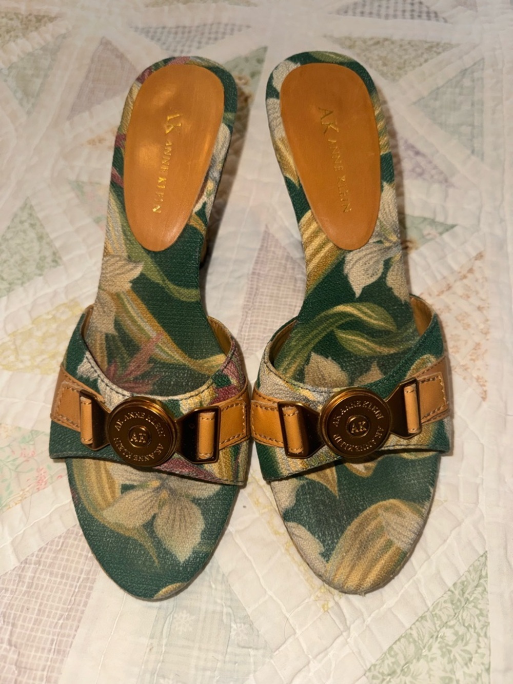 AK Anne Klein Tropical Print Wedge Slides Espadrille Heel Size 8.5 - Picture 12 of 12